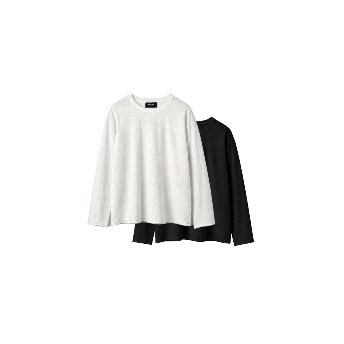 Slub Longsleeve 2-Pack – Black + Chalk